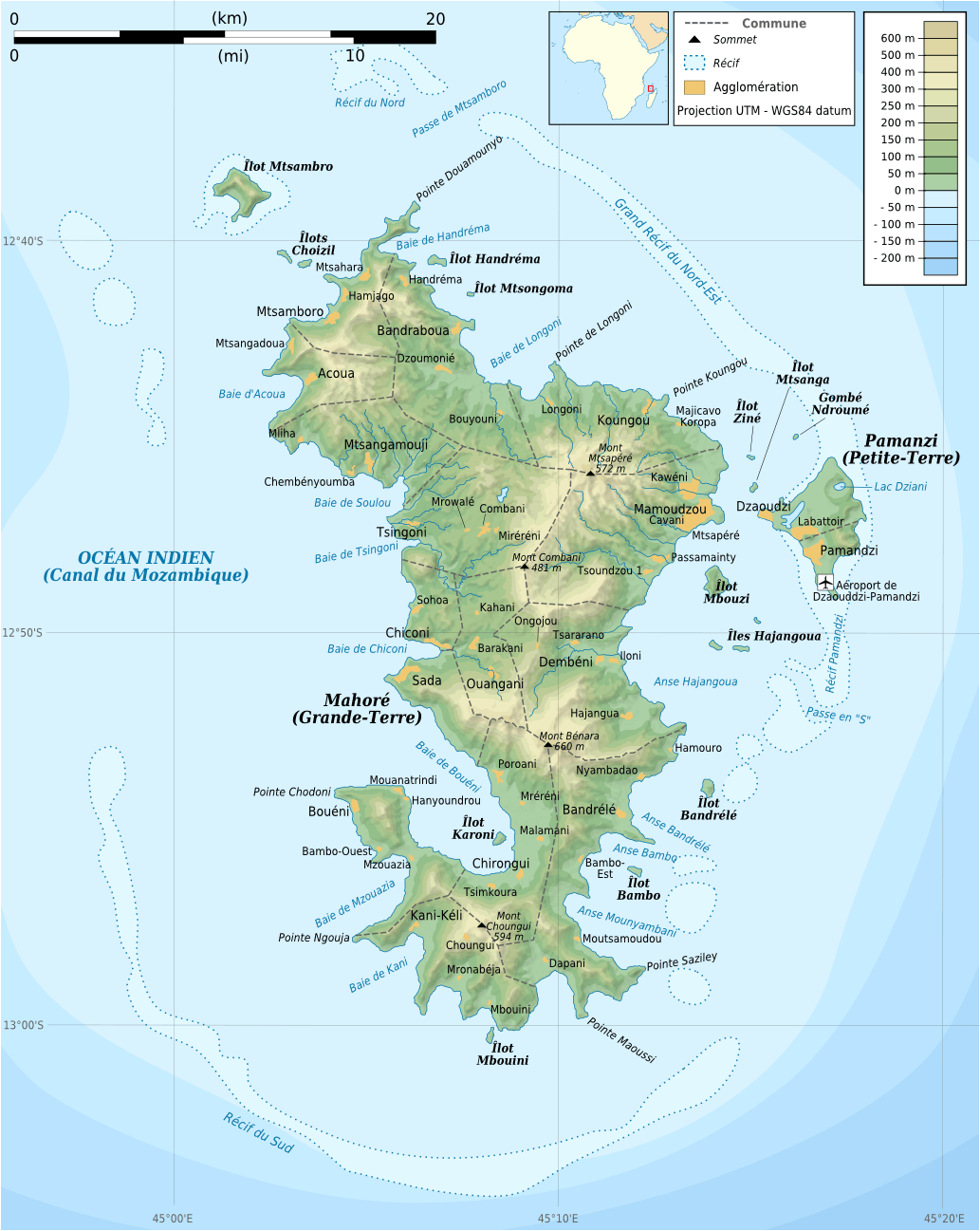 Mayotte topographisch karte